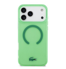 Чехол Lacoste iPhone 17 Pro Max IML Croc logo Hard Transparent Green MagSafe